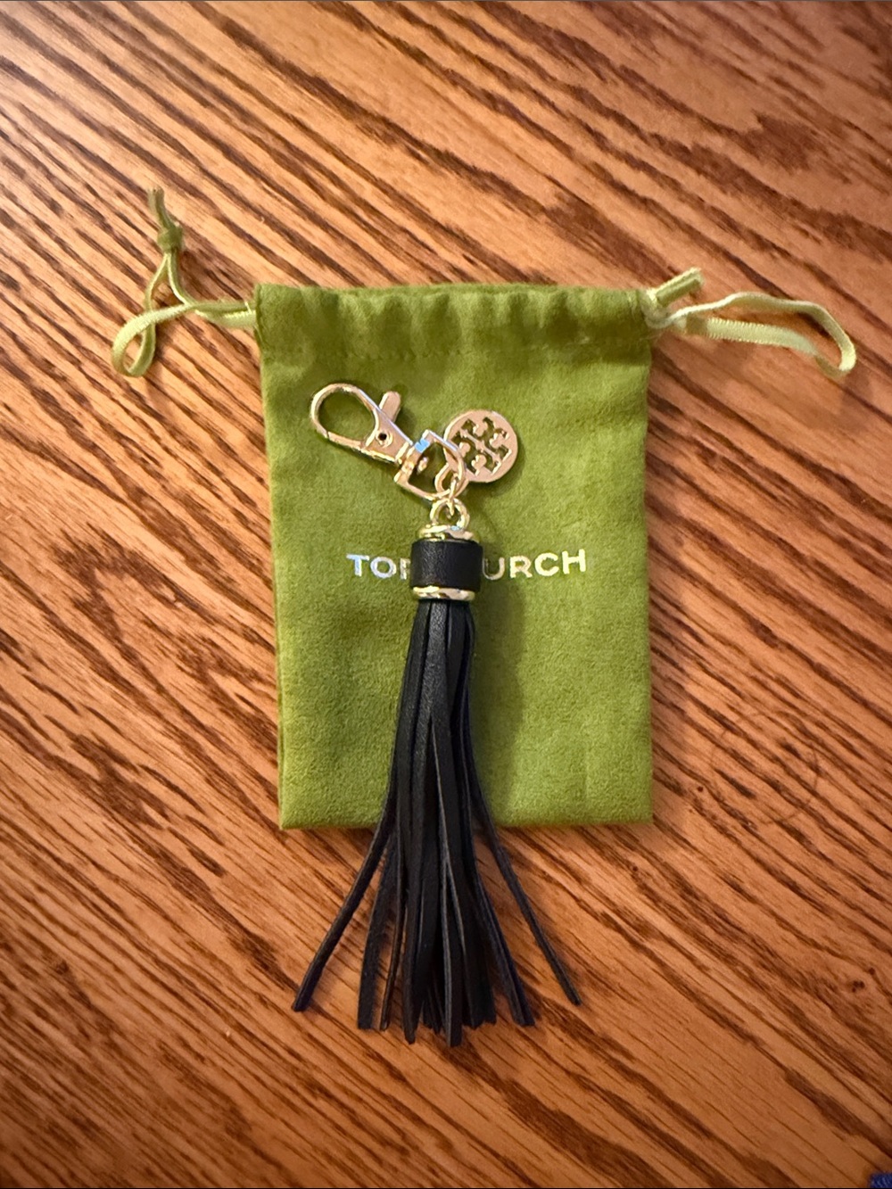 Tory Burch Black Leather Tassel Key OR BAG Charm